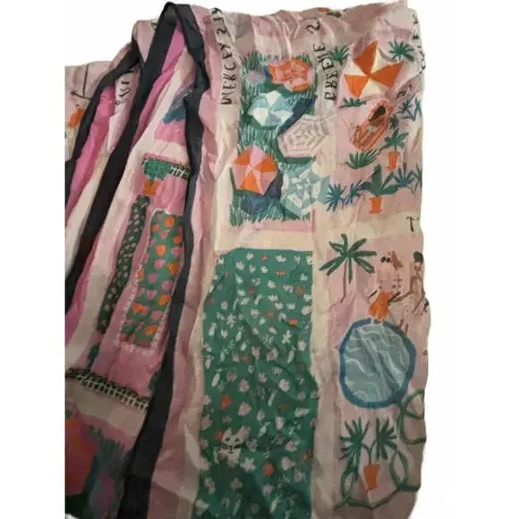 FALL CLEARANCE! NWT Kate Spade Rooftop Scene Oblong Scarf - Bright Peony - Picture 3 of 6
